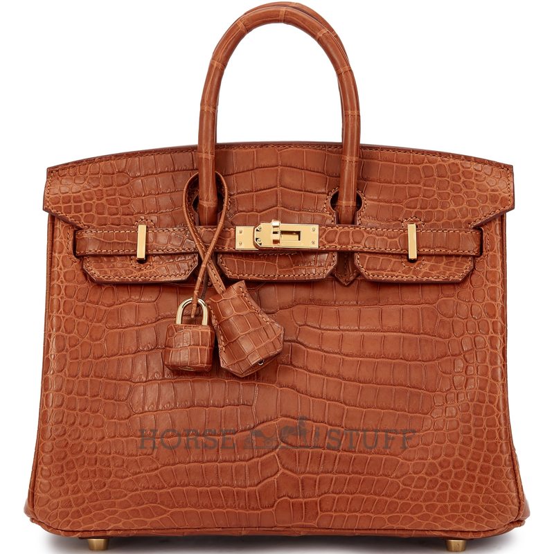 Hermès Birkin 25 Gold Matte Crocodile Porosus GHW