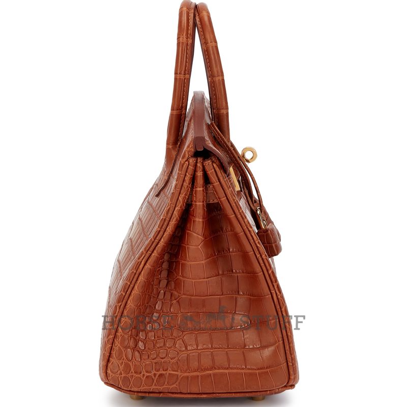 Hermès Birkin 25 Gold Matte Crocodile Porosus GHW