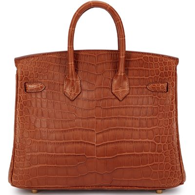 Hermès Birkin 25 Gold Matte Crocodile Porosus GHW