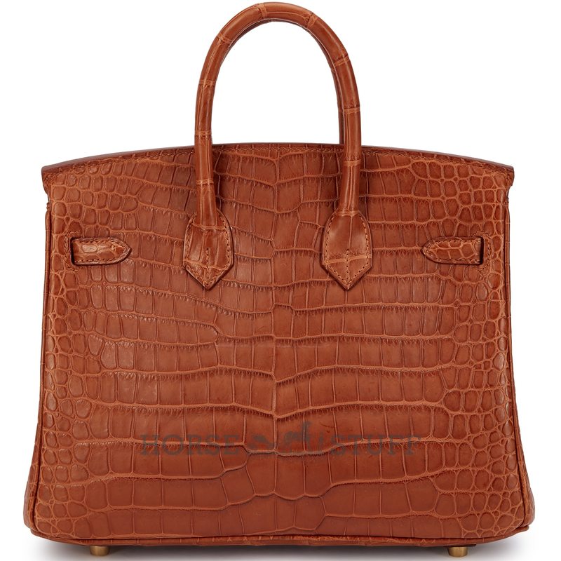 Hermès Birkin 25 Gold Matte Crocodile Porosus GHW