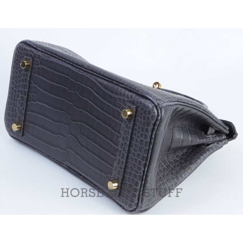 Hermès Birkin 25 Graphite Matte Crocodile Porosus GHW