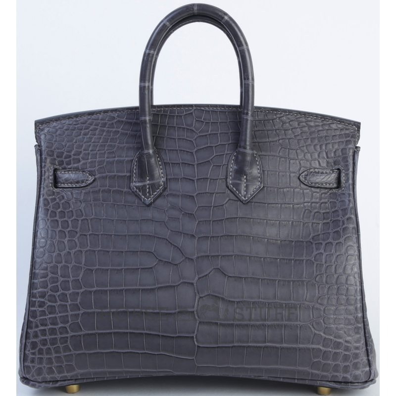 Hermès Birkin 25 Graphite Matte Crocodile Porosus GHW