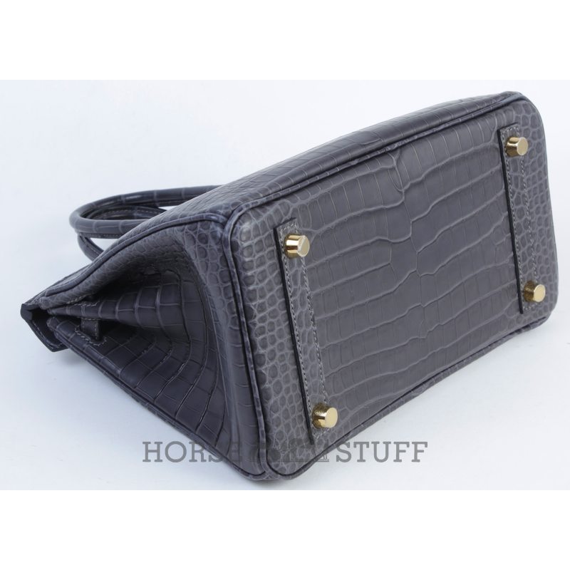 Hermès Birkin 25 Graphite Matte Crocodile Porosus GHW