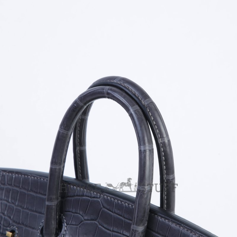Hermès Birkin 25 Graphite Matte Crocodile Porosus GHW