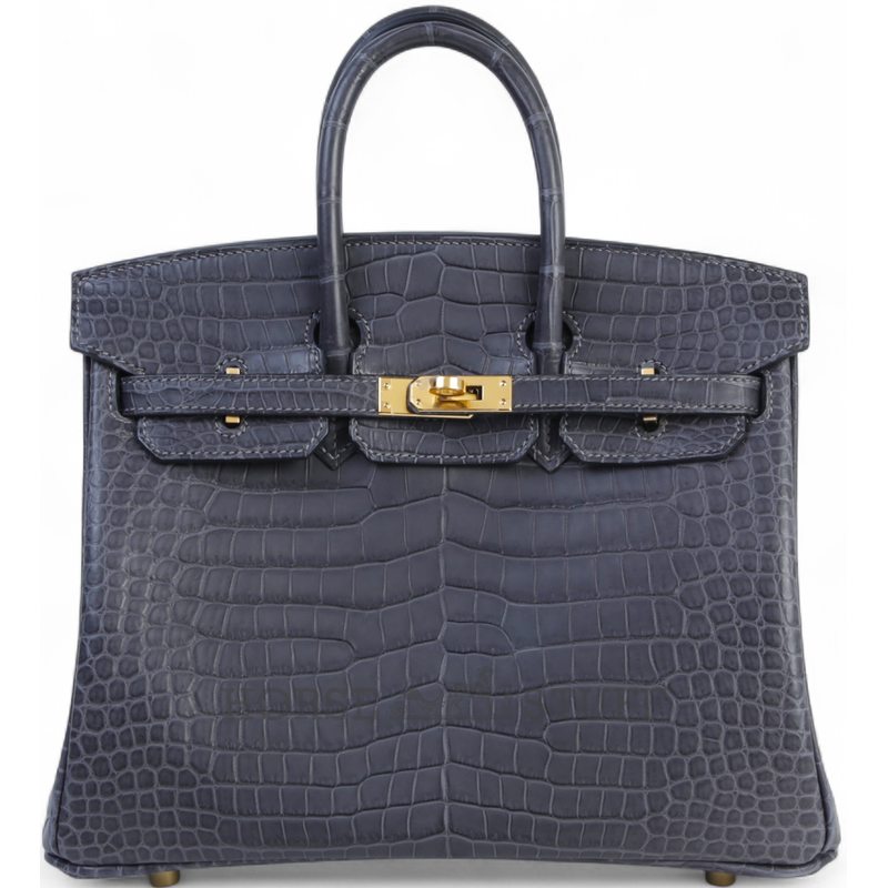 Hermès Birkin 25 Graphite Matte Crocodile Porosus GHW