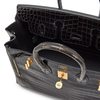 Hermès Birkin 25 Graphite Shiny Crocodile Porosus GHW