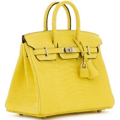 Hermès Birkin 25 Mimosa Matte Crocodile Porosus GHW