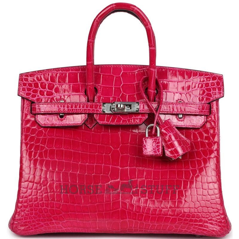 Hermès Birkin 25 Rose Mexico Shiny Crocodile Porosus PHW