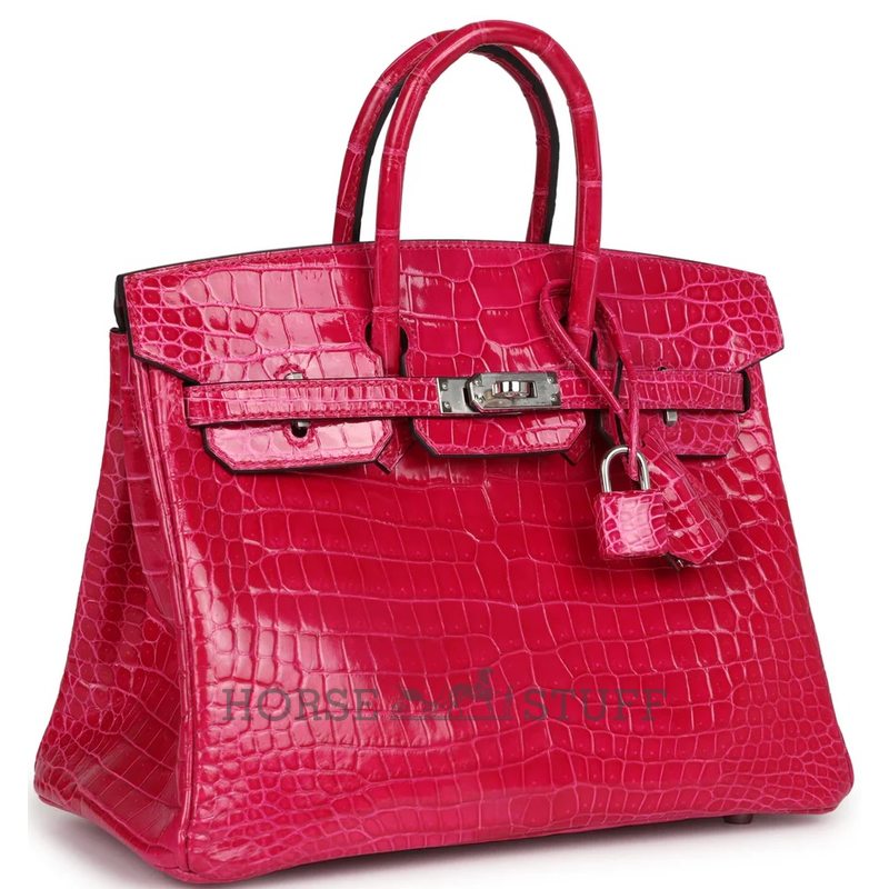 Hermès Birkin 25 Rose Mexico Shiny Crocodile Porosus PHW