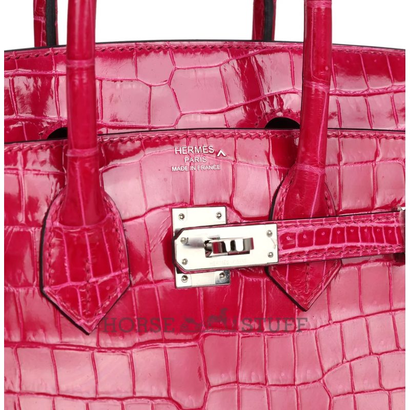 Hermès Birkin 25 Rose Mexico Shiny Crocodile Porosus PHW