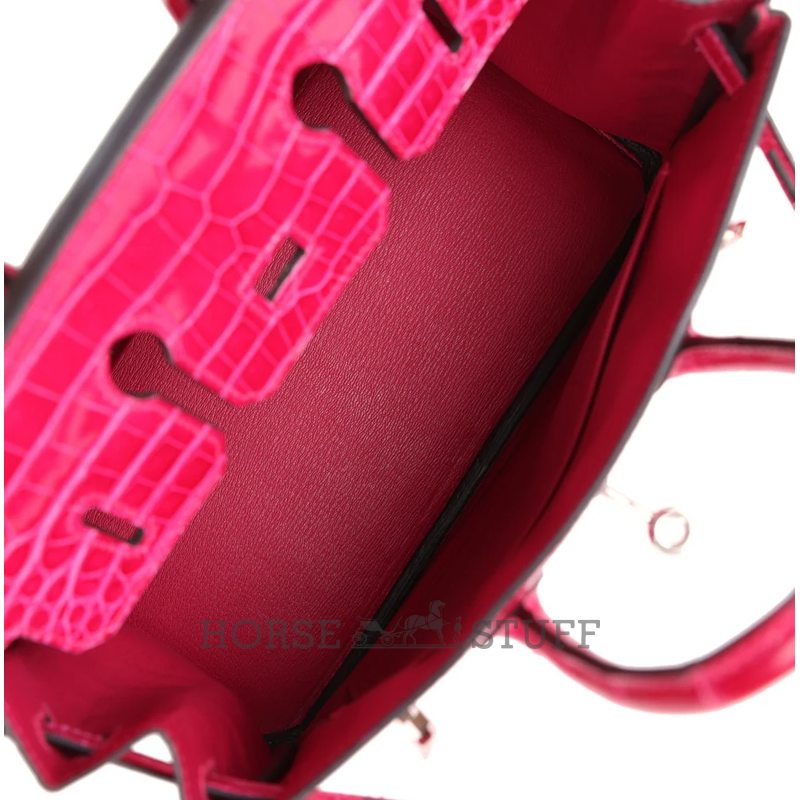 Hermès Birkin 25 Rose Mexico Shiny Crocodile Porosus PHW
