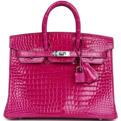 Hermès Birkin 25 Rose Scheherazade Shiny Crocodile Porosus PHW