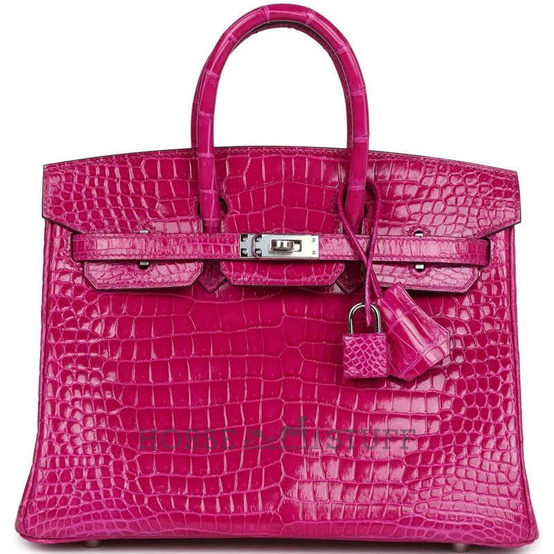 Hermès Birkin 25 Rose Scheherazade Shiny Crocodile Porosus PHW