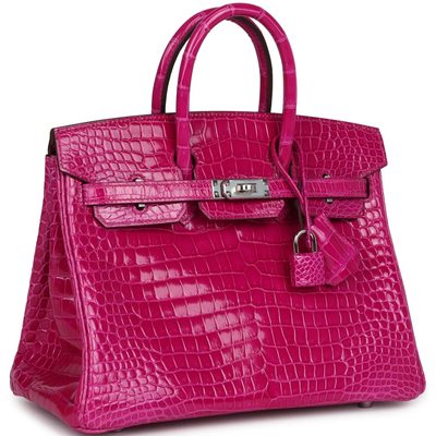 Hermès Birkin 25 Rose Scheherazade Shiny Crocodile Porosus PHW