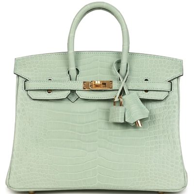 Hermès Birkin 25 Vert d'Eau Matte Crocodile Porosus GHW