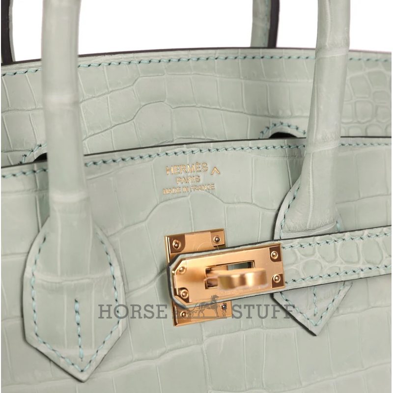 Hermès Birkin 25 Vert d'Eau Matte Crocodile Porosus GHW