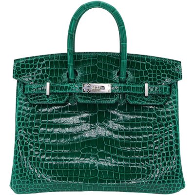 Hermès Birkin 25 Vert Emerald Shiny Crocodile Porosus PHW