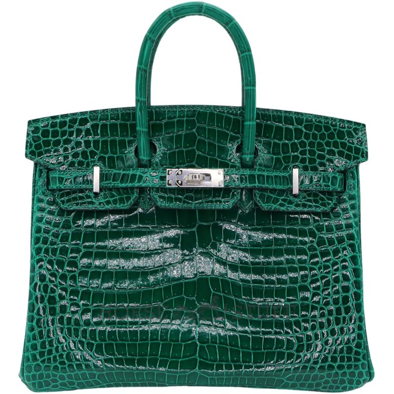 Hermès Birkin 25 Vert Emerald Shiny Crocodile Porosus PHW