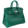 Hermès Birkin 25 Vert Emerald Shiny Crocodile Porosus PHW