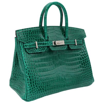 Hermès Birkin 25 Vert Emerald Shiny Crocodile Porosus PHW
