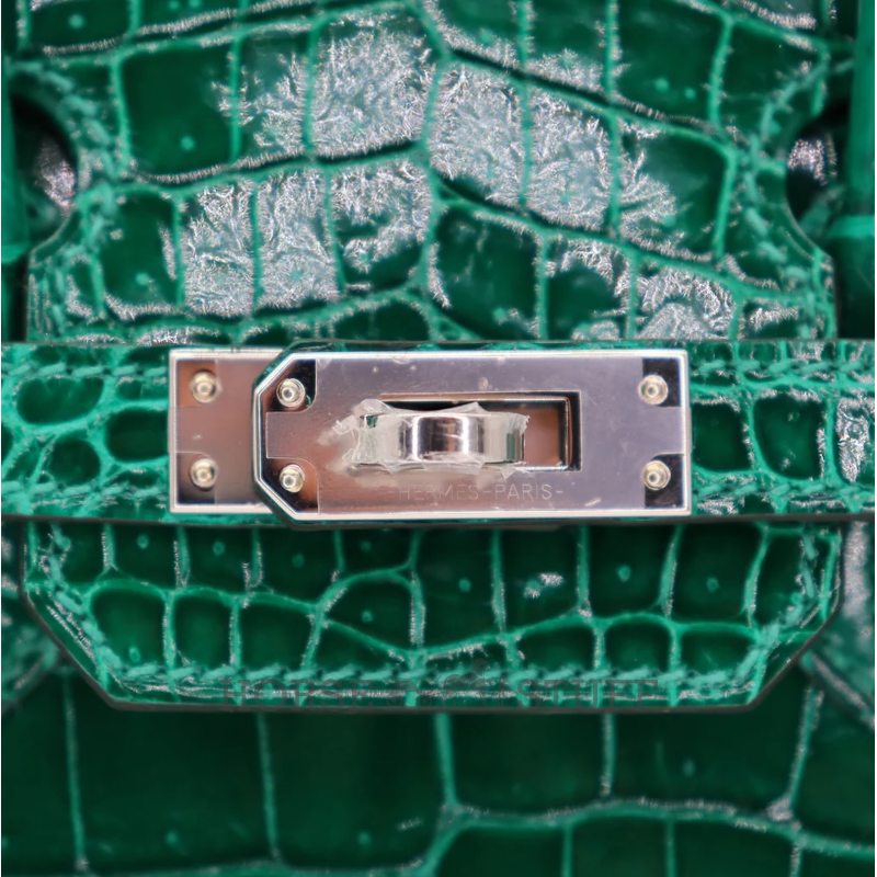Hermès Birkin 25 Vert Emerald Shiny Crocodile Porosus PHW