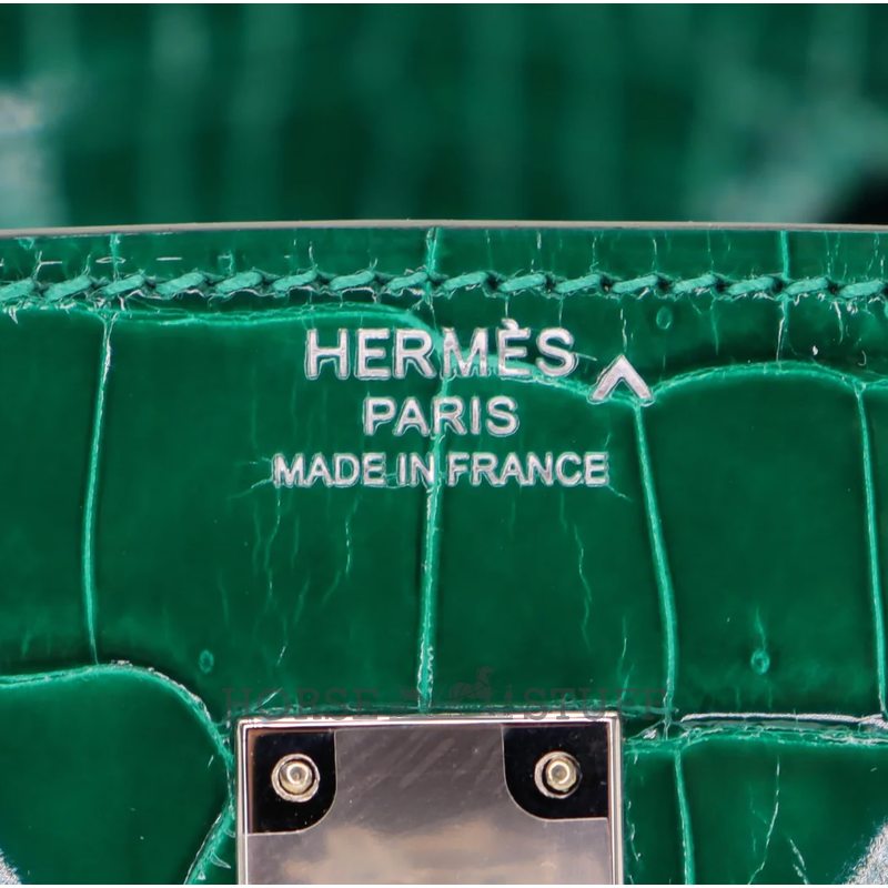 Hermès Birkin 25 Vert Emerald Shiny Crocodile Porosus PHW