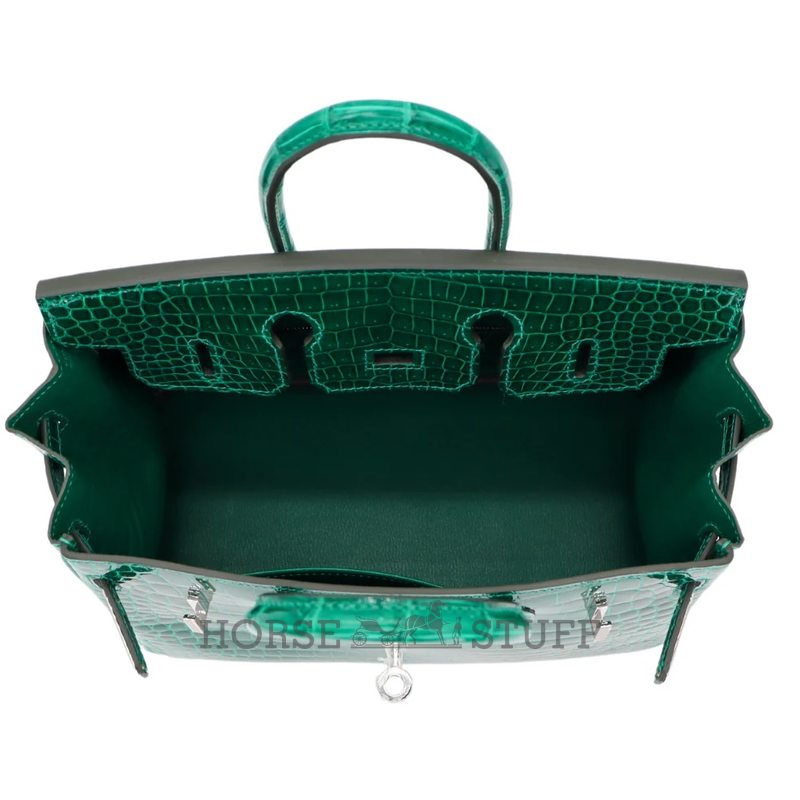 Hermès Birkin 25 Vert Emerald Shiny Crocodile Porosus PHW