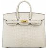 Hermès Birkin Sellier 25 Beton Matte Crocodile Alligator GHW
