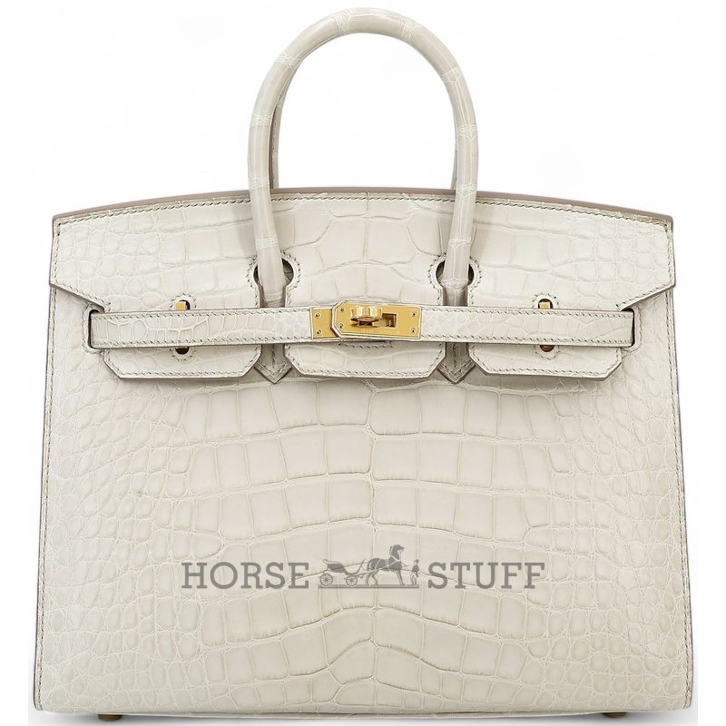 Hermès Birkin Sellier 25 Beton Matte Crocodile Alligator GHW