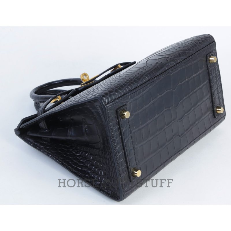 Hermès Birkin Sellier 25 Black Matte Crocodile Alligator GHW