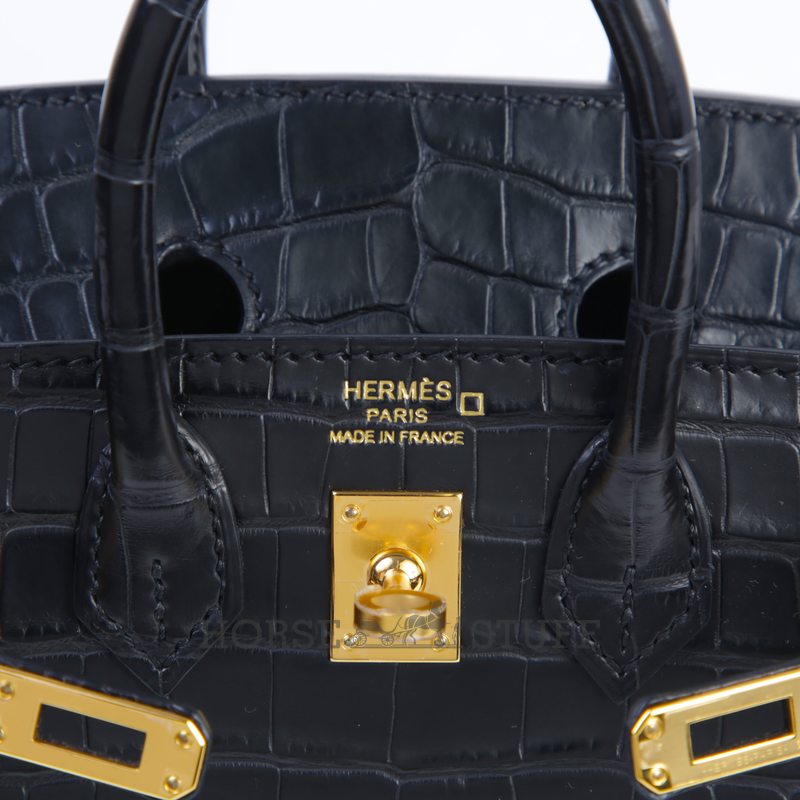 Hermès Birkin Sellier 25 Black Matte Crocodile Alligator GHW