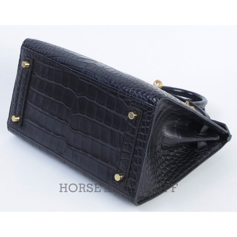 Hermès Birkin Sellier 25 Black Matte Crocodile Alligator GHW