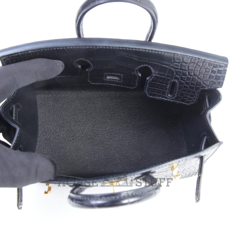 Hermès Birkin Sellier 25 Black Matte Crocodile Alligator GHW