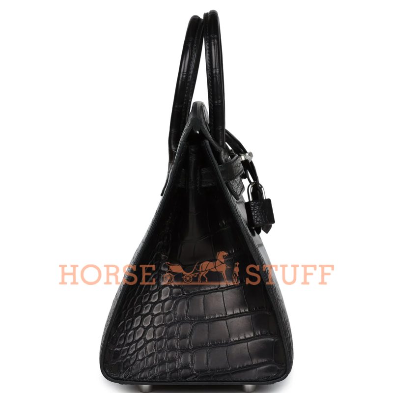 Hermès Birkin Sellier 25 Black Matte Crocodile Alligator PHW