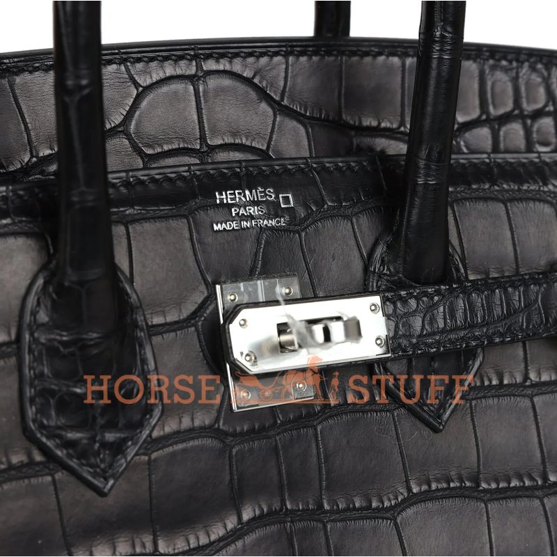 Hermès Birkin Sellier 25 Black Matte Crocodile Alligator PHW