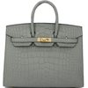 Hermès Birkin Sellier 25 Gris Ciment Matte Crocodile Alligator GHW