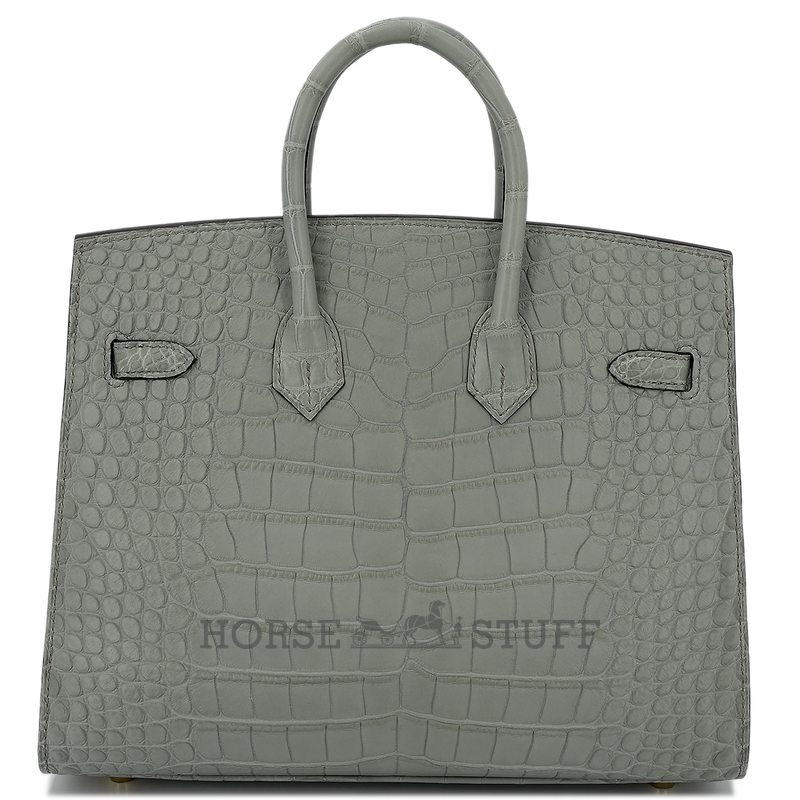 Hermès Birkin Sellier 25 Gris Ciment Matte Crocodile Alligator GHW