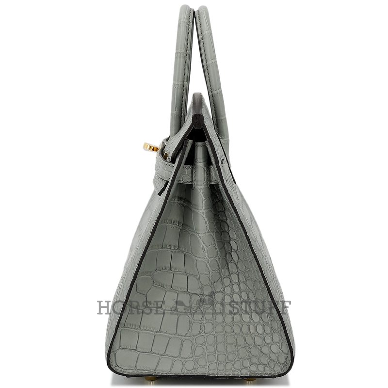Hermès Birkin Sellier 25 Gris Ciment Matte Crocodile Alligator GHW
