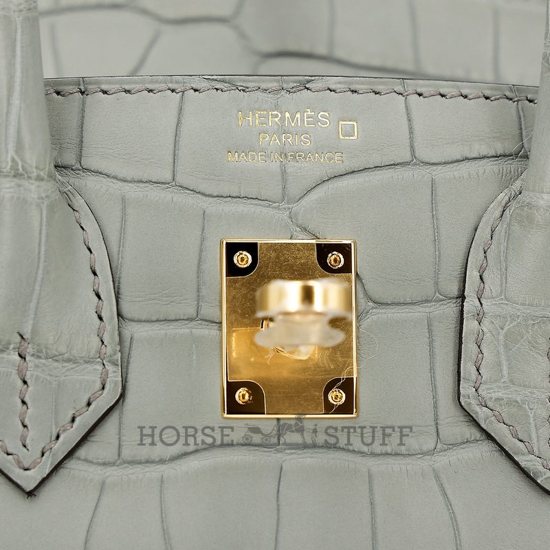 Hermès Birkin Sellier 25 Gris Ciment Matte Crocodile Alligator GHW