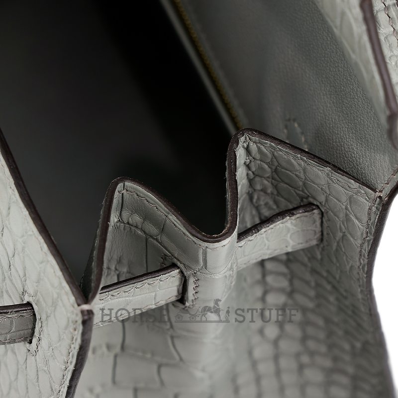 Hermès Birkin Sellier 25 Gris Ciment Matte Crocodile Alligator GHW