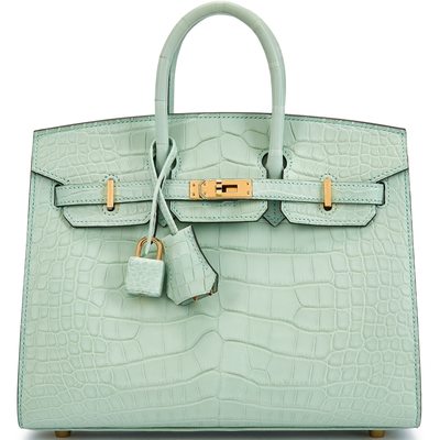 Hermès Birkin Sellier 25 Vert d'Eau Matte Crocodile Alligator GHW