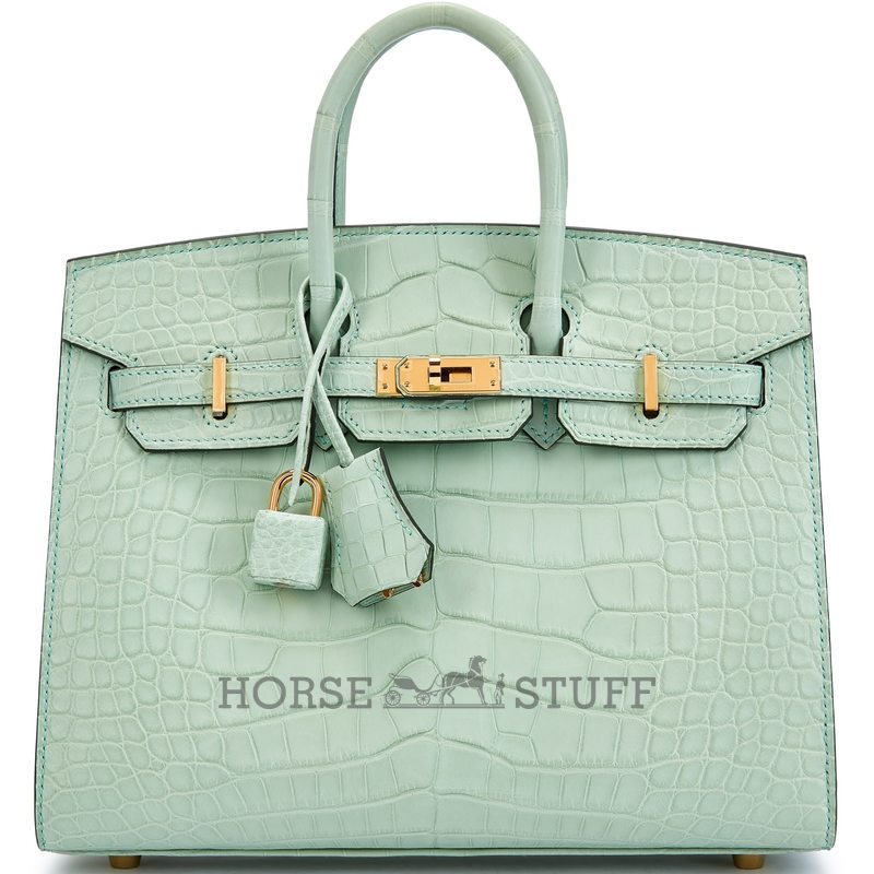 Hermès Birkin Sellier 25 Vert d'Eau Matte Crocodile Alligator GHW