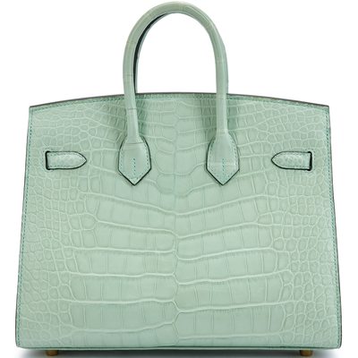 Hermès Birkin Sellier 25 Vert d'Eau Matte Crocodile Alligator GHW