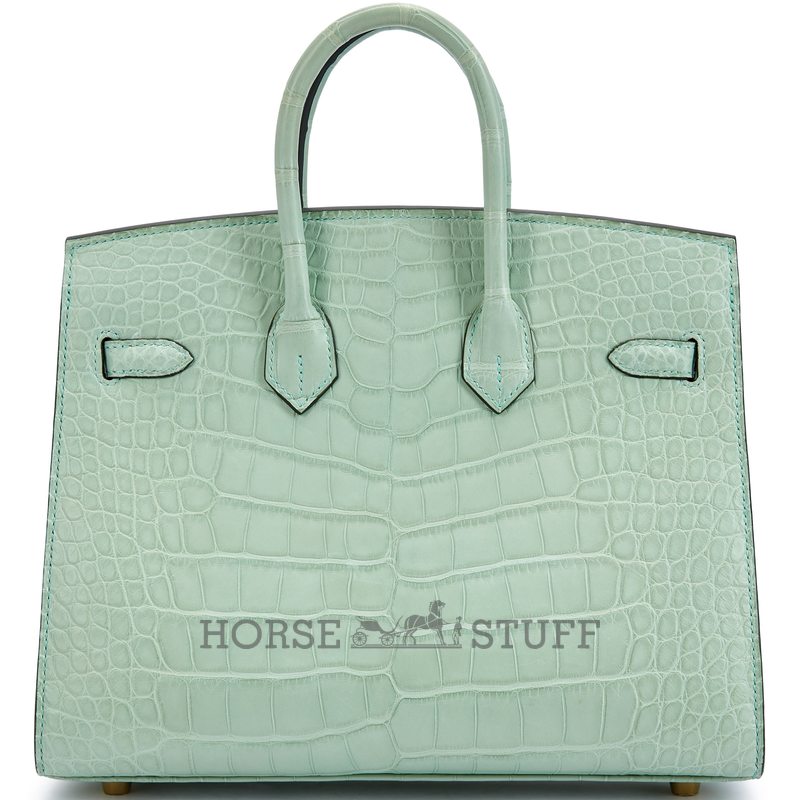 Hermès Birkin Sellier 25 Vert d'Eau Matte Crocodile Alligator GHW