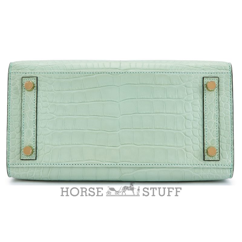 Hermès Birkin Sellier 25 Vert d'Eau Matte Crocodile Alligator GHW