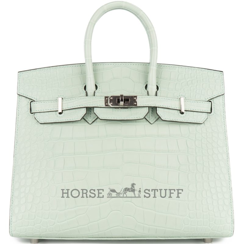 Hermès Birkin Sellier 25 Vert d'Eau Matte Crocodile Alligator GHW
