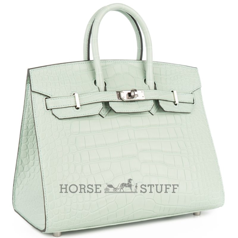 Hermès Birkin Sellier 25 Vert d'Eau Matte Crocodile Alligator GHW