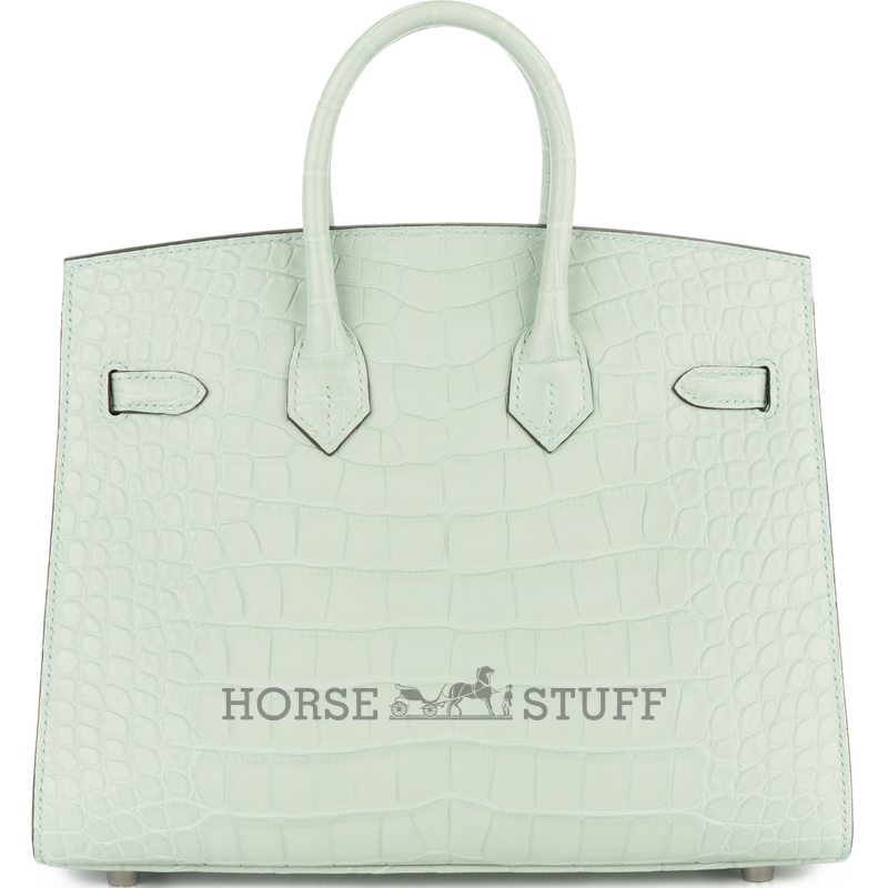 Hermès Birkin Sellier 25 Vert d'Eau Matte Crocodile Alligator GHW