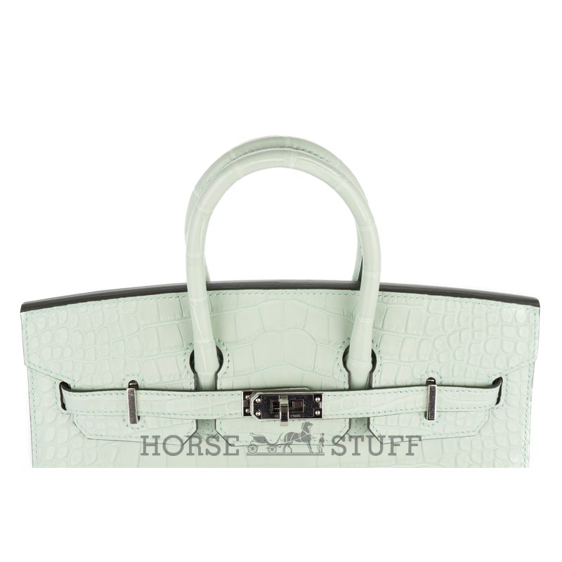 Hermès Birkin Sellier 25 Vert d'Eau Matte Crocodile Alligator GHW