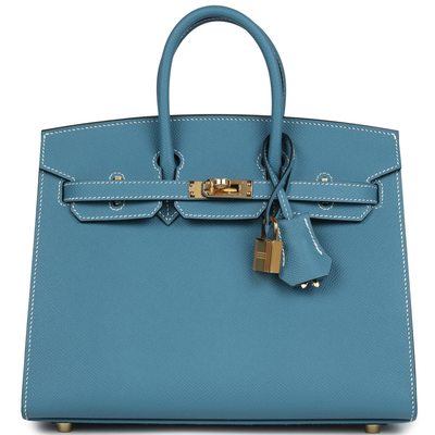 Hermès Birkin Sellier 25 Blue Jean Epsom GHW